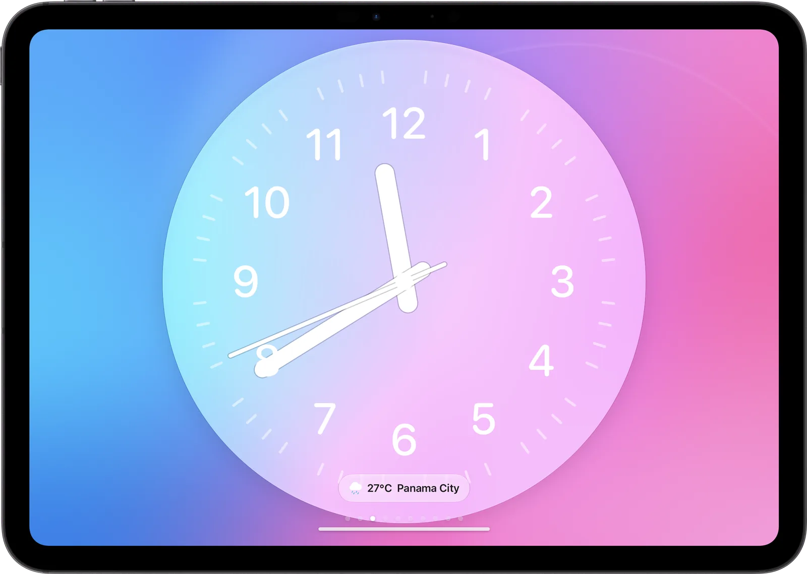 Analog face on a pink and blue gradient